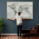 Neutral Vintage World Map Canvas Wall Art Print, Classic Map