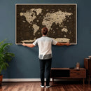 Colorful World Map Canvas Wall Art with Landmarks – Framed by MyGreatCanvas | Canvas Wall Art Prints | Photo Prints & Wall Decor