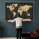 Vintage Blue and Brown World Map Canvas Wall Art – Framed by MyGreatCanvas | Canvas Wall Art Prints | Photo Prints & Wall Decor