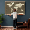 Vintage World Map Canvas Print – Framed Travel Map Wall Art