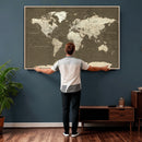 Vintage World Map Canvas Print – Framed Travel Map Wall Art