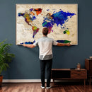 Watercolor World Map Canvas Print – Framed Wall Art for by MyGreatCanvas | Canvas Wall Art Prints | Photo Prints & Wall Decor
