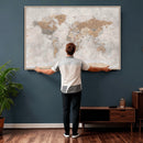 Detailed World Map Wall Art Canvas Print for Home and Office Decor