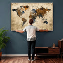 Rustic Watercolor World Map Canvas Wall Art – Framed Travel by MyGreatCanvas | Canvas Wall Art Prints | Photo Prints & Wall Decor