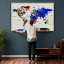 Vintage World Map Canvas Wall Art – Framed Travel Map with