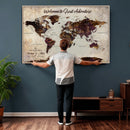 Custom Push Pin Map Wall Art Canvas Print – Personalized