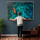 Turquoise Ocean Boat Wall Art Canvas Print by MyGreatCanvas | Canvas Wall Art Prints | Photo Prints & Wall Decor