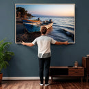 Coastal Fishing Boats Wall Art Canvas Print, Sunset Beach by MyGreatCanvas | Canvas Wall Art Prints | Photo Prints & Wall Decor