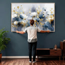 Large Abstract Flowers Wall Art Canvas Print – Gold and Blue by MyGreatCanvas | Canvas Wall Art Prints | Photo Prints & Wall Decor