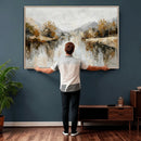 Neutral Abstract Lake Landscape Wall Art Canvas Print by MyGreatCanvas | Canvas Wall Art Prints | Photo Prints & Wall Decor