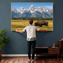 Bison in Mountain Landscape Wall Art Canvas Print – Western by MyGreatCanvas | Canvas Wall Art Prints | Photo Prints & Wall Decor