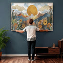 Boho Mountain Landscape Large Wall Art, Horizontal Gold by MyGreatCanvas | Canvas Wall Art Prints | Photo Prints & Wall Decor
