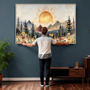 Boho Mountain Landscape Large Wall Art, Horizontal Gold by MyGreatCanvas | Canvas Wall Art Prints | Photo Prints & Wall Decor