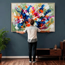Geometric Abstract Wall Art Canvas Print, Orange Blue by MyGreatCanvas | Canvas Wall Art Prints | Photo Prints & Wall Decor