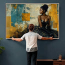 Elegant Woman Canvas Wall Art — Black Gold Gown Fashion by MyGreatCanvas | Canvas Wall Art Prints | Photo Prints & Wall Decor