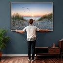 Sandy Dune Path Sunset Canvas Wall Art — Seagulls Beach by MyGreatCanvas | Canvas Wall Art Prints | Photo Prints & Wall Decor