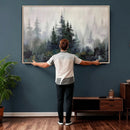 Misty Pine Forest Oil Painting Canvas — Dark Moody Teal Grey by MyGreatCanvas | Canvas Wall Art Prints | Photo Prints & Wall Decor
