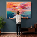 Bold Palette Knife Ocean Sunset Canvas — Orange Pink Teal by MyGreatCanvas | Canvas Wall Art Prints | Photo Prints & Wall Decor
