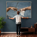 Funny Bathroom Canvas Wall Art, Michelangelo Creation of by MyGreatCanvas | Canvas Wall Art Prints | Photo Prints & Wall Decor