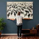 Longhorn Cattle Canvas Wall Art, Black White Stampede Ink by MyGreatCanvas | Canvas Wall Art Prints | Photo Prints & Wall Decor