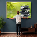 Plumeria Frangipani Black Stone Canvas | White Flower Spa by MyGreatCanvas | Canvas Wall Art Prints | Photo Prints & Wall Decor
