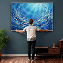 School of Fish Canvas Print | Blue Ocean Underwater Wall Art by MyGreatCanvas | Canvas Wall Art Prints | Photo Prints & Wall Decor