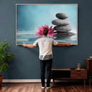 Zen Canvas Wall Art Lotus Flower Stacked Stones Teal Spa by MyGreatCanvas | Canvas Wall Art Prints | Photo Prints & Wall Decor