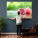 Zen Lotus Candle Canvas Wall Art Pink Spa Meditation by MyGreatCanvas | Canvas Wall Art Prints | Photo Prints & Wall Decor