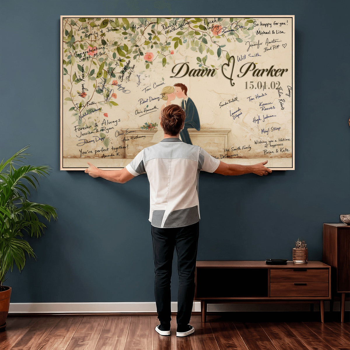 Wedding Guest Book Alternative Wall Art Canvas Print, Personalized, photo 3 of 25