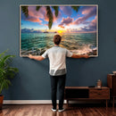 Hawaii Beach Sunset Canvas Wall Art Print, Tropical Ocean Landscape Artwork, Palm Tree Coastal Decor for Living Room Bedroom by MyGreatCanvas | Canvas Wall Art Prints | Photo Prints & Wall Decor