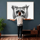 Funny Raccoon Canvas Wall Art, Black White Hands Up Animal Photo Print, Humorous Wildlife Decor, Kids Room Nursery Art, Quirky Animal Gift by MyGreatCanvas | Canvas Wall Art Prints | Photo Prints & Wall Decor