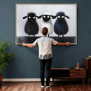 Funny Sheep Canvas Wall Art, Three Quirky Sheep Painting Print, Cute Animal Nursery Decor, Black White Navy Farmhouse Art, Kids Room Gift by MyGreatCanvas | Canvas Wall Art Prints | Photo Prints & Wall Decor