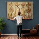 Mexican Folk Art Canvas Wall Art, Charro Poncho Sombrero Painting Print, Neutral Beige Boho Decor, Southwestern Impasto Style, Living Room Art by MyGreatCanvas | Canvas Wall Art Prints | Photo Prints & Wall Decor