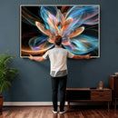 Fractal Lotus Canvas Wall Art, Blue Orange Glowing Flower Abstract Print, Modern Zen Meditation Room Decor, Ethereal Digital Art, Living Room by MyGreatCanvas | Canvas Wall Art Prints | Photo Prints & Wall Decor