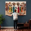 African Folk Art Canvas Wall Art, Colorful African Women Village Painting Print, Tribal Ethnic Home Decor, Vibrant African Art, Living Room by MyGreatCanvas | Canvas Wall Art Prints | Photo Prints & Wall Decor