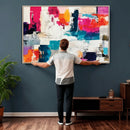 Blue Teal Abstract Canvas Wall Art, Modern Textured Painting Print, Navy Orange White Contemporary Art, Neutral Living Room Decor, Office Art by MyGreatCanvas | Canvas Wall Art Prints | Photo Prints & Wall Decor