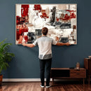 Blue Teal Abstract Canvas Wall Art, Modern Textured Painting Print, Navy Orange White Contemporary Art, Neutral Living Room Decor, Office Art by MyGreatCanvas | Canvas Wall Art Prints | Photo Prints & Wall Decor