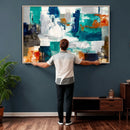 Blue Teal Abstract Canvas Wall Art, Modern Textured Painting Print, Navy Orange White Contemporary Art, Neutral Living Room Decor, Office Art by MyGreatCanvas | Canvas Wall Art Prints | Photo Prints & Wall Decor
