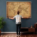 Personalized Push Pin World Map, Vintage Travel Map Canvas, Custom Names Anniversary Gift, Places Visited Pin Board, Couples Adventure Art