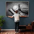 Vintage Baseball Glove and Bat Sports Wall Art Canvas,