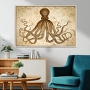 Sepia Octopus Wall Art Abstract Animal Canvas Print
