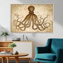 Sepia Octopus Wall Art Abstract Animal Canvas Print