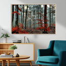 Autumn Forest Wall Art – Enchanting Red Leaves Canvas Print,