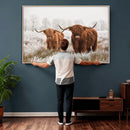 Longhorn Cattle Wall Art Canvas Print, Framed Farmhouse