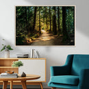 Sunlit Forest Pathway Canvas Print | 3 Panel Large Nature by MyGreatCanvas | Canvas Wall Art Prints | Photo Prints & Wall Decor