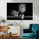 Large Black and White Lion Couple Wall Art Canvas Print –