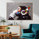 Dj Monkey Listening to Music Wall Art Print | Banksy Monkey by MyGreatCanvas | Canvas Wall Art Prints | Photo Prints & Wall Decor
