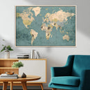 Classic World Map Canvas Print – Framed Vintage Map Wall by MyGreatCanvas | Canvas Wall Art Prints | Photo Prints & Wall Decor