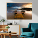 Serene Lake Pier at Sunset Canvas Print | Landscape Canvas