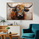Scottish Highland Cow Cattle Art Print on Wood Style by MyGreatCanvas | Canvas Wall Art Prints | Photo Prints & Wall Decor